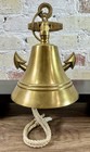 Vintage Solid Brass Ship Bell Anchor Wall Mount Nautical Maritime Rope 6 5    Boat