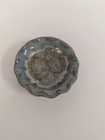 Handcrafted Crackle Glass Infused Geode Pottery Ring Trinket Dish Blue Turquoise