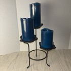 Vintage 3 Tier Cast Iron Candelabra Brutalist Hammered Design Mid Century Decor