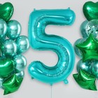 Teal Blue Number 5 Balloon  40 Inch Big Large Foil Helium Number Balloons  Giant