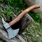 Custom Hand Forged Damascus Steel Viking Bearded Camping Hatchet Tomahawk Axe