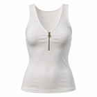 Michael Michael Kors White Sleeveless Zip-front Ribbed Tank Top