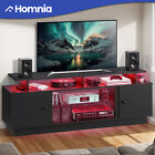 Black Led Tv Stand Console For 70  Tvs Entertainment Center Magnetic Doors