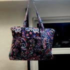 Vera Bradley Large Quilted Tote Bag In Retired Petal Paisley Pattern Zip Top