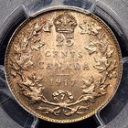 Silver 1917 Canada 25 Cents Quarter   Pcgs Ms64