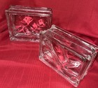 Vintage Retired Architectural Glass Block Rectangle Brick Wavy 8x6x3 Clear Set 2