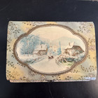 Vintage Celluloid Box With Vanity Items  Pink Satin Lined  With Contents