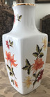 1992 Hollohaza Hungary Porcelain Gold Trim Vase    art Decor Dahlia Square Shape