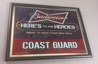 Budweiser Beer Coast Guard Mirror  here   s To The Heroes  Proud Salute Bar Sign