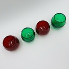 Votive Holder Set Etched Starburst Red Green Glass Hand Blown Poland Christmas