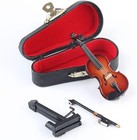 Seawoo Dselvgvu Wooden Miniature Violin With Stand bow And Case Mini Musical