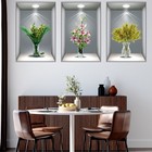 3 Pcs 3d Flowers Vase Vinyl Stickers Living Room Wall Decals Home Decor  set C  