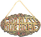 Vintage God Bless Our Home Jerusalem Israel Brass Plaque Jewish Hebrew Judaica