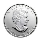 2012  5 Silver Canadian Maple Leaf 1 Oz Brilliant Uncirculated