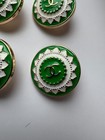 Chanel 21mm Green     White Enamel Sunburst Buttons   gold Cc-set Of 4- Stamped