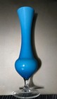 Vintage Blue And White Cased Art Glass Bud Vase 9 5  Tall