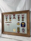 Framed Display Of Military Medals  Patches  World War Ii European  