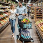 Collapsible Shopping Cart With Wheels  200 Lbs Foldable Shopping Cart With 1    