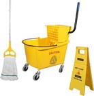 Side Press Wringer Combo Commercial Mop Bucket On Wheels  35 Quart yellow  In   