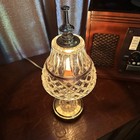 Mini Vintage Boudoir Desk Lamp Night Light Cut Glass Crystal Brass Gold Ring