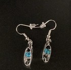 New Aquamarine Blue Crystal Pierced Hanging Drop Dangle Earrings Women Gift Box