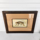 Antique 1800s Felis Uncia Snow Leopard Ounce Zoological Engraving Print Framed