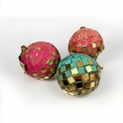 Nwt Glitterville 3    Saturated Ball Christmas Ornaments  set Of 3  Disco Mirrored