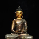 12 2  Old Tibet Copper Silver Painting Shakyamuni Amitabha Buddha Bowl Statue