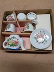 Vintage Japan Child s 1 4 Moss Rose Tea Set With Tray Bone China 