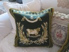 Aubusson Style French Country Needlepoint Pillow Cover Cow Gold   Drk Grn