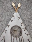Vtg Authentic Rawhide Native American Teepee Rabbit Fur Feathers Dream Catcher