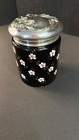Antique Victorian Hand Painted Amethyst Glass Tobacco Jar With Silver Plate Lid