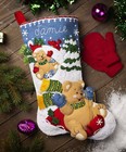 Felt Applique 18  Christmas Stocking Kit  Sledding Bears
