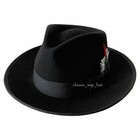 Classic Fedora Hat - Men s Vintage Style 100  Wool Fedora Hat Satin Lined