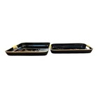 Vintage Toyo Japanese Lacquer Tray Set 3pc Black Gold Birds Floral Nesting