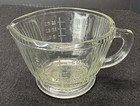 Vintage Depression Glass 2 Cup Ribbed   Starburst Footed Measuring Pitcher