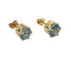 19thc Antique 3  ct Blue Topaz 14ktgf Earrings Medieval Saxon Kings Travel Amulet