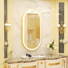 Oval Led Bathroom Mirror Gold Metal Frame Vanity Mirrors Dimmable 3 Touch Switch