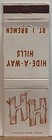 Hide-a-way Hills Resort Bremen Oh Ohio Vintage Matchbook Cover