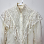 Vintage Gunne Sax Blouse Victorian Ivory Cream Lace Women Prairie 70s Edwardian