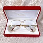 Vintage Cartier Eyeglasses Gold Frame Bordeaux Enamel Accents 62-14-140 With Box