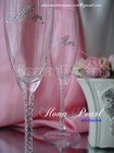 Swarovski Crystal Gold Silver Wedding Mr Mrs Champagne Wine Glasses Flutes Bling