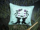 Completed Cross Stitch Halloween Witch Shoes Spider Web   Buttons Ornament Beads