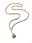 Antique Gold Filled Pocket Watch Chain Necklace 26 In Pink Jeweled Fob Charm