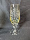 2 Vintage Bohemia Czech Yellow Cut To Clear Iridescent Champagne Flute Glasses