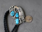 Gloria Chavez Navajo Sterling Silver Kachina Bolo Tie Kingman Turquoise 50 Grams