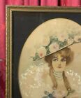 Antique Victorian Watercolor Portrait Painting Of A Lovely Maiden