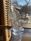 Cobalt Blue Glass Perfume Bottle With Detailed Clear Glass Seahorse Stopper