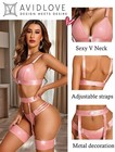Women s 5 Piece Leather Lingerie Set With Garter Bra And Panty Babydoll