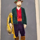 1870s Italian Man W Unique Dbl Horn Trumpet Hand Colored Cdv Occupational Photo